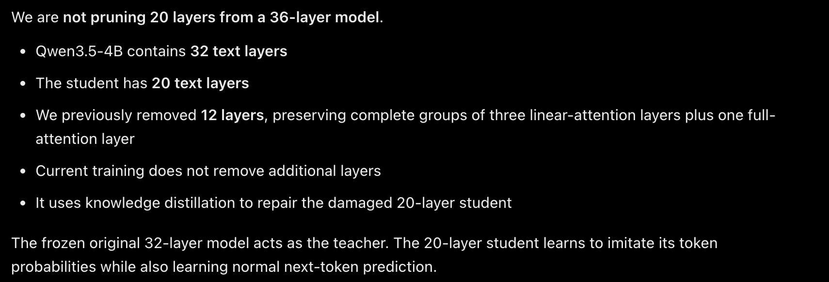 Pruned student explanation