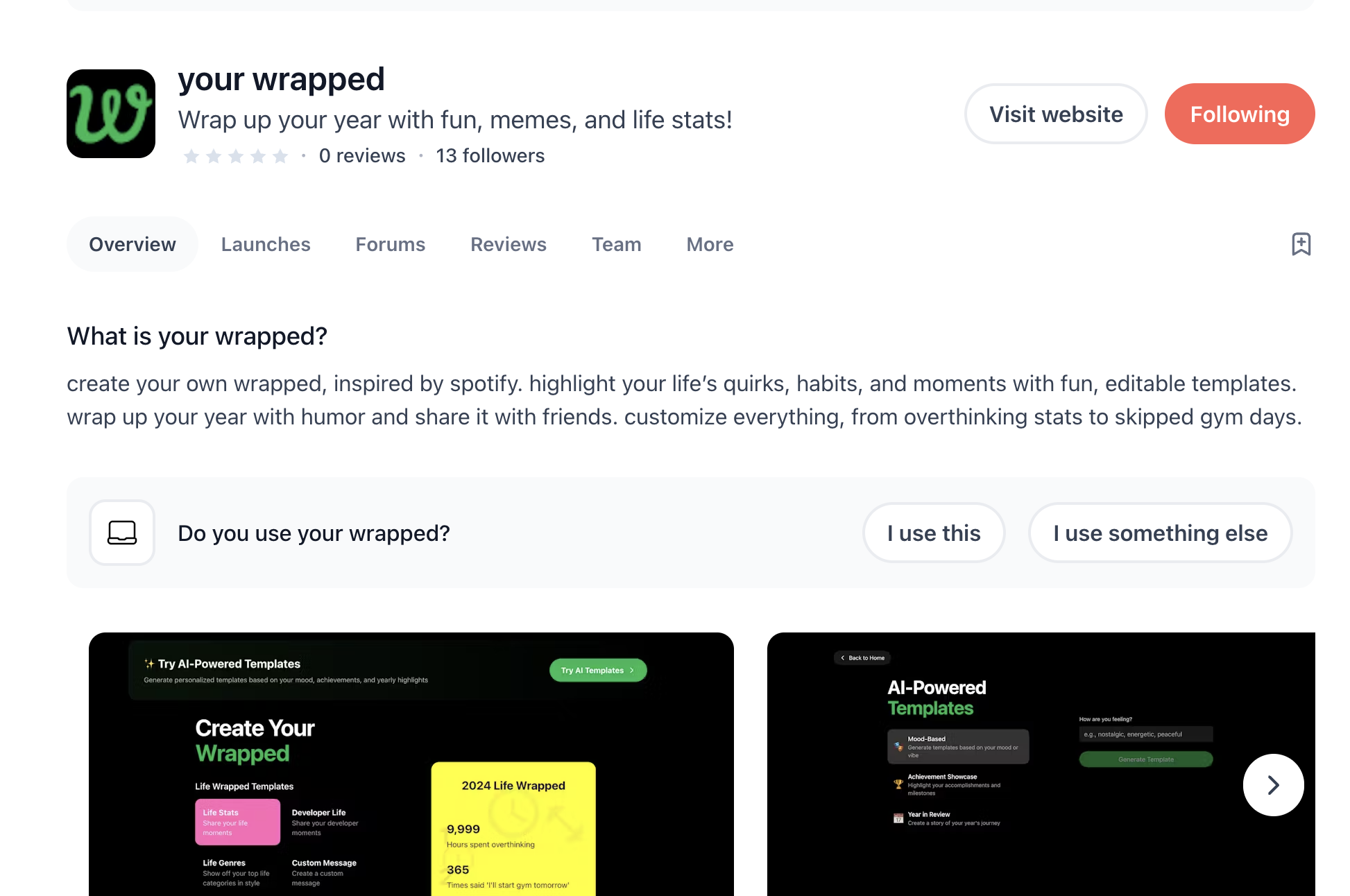Your Wrapped on Product Hunt